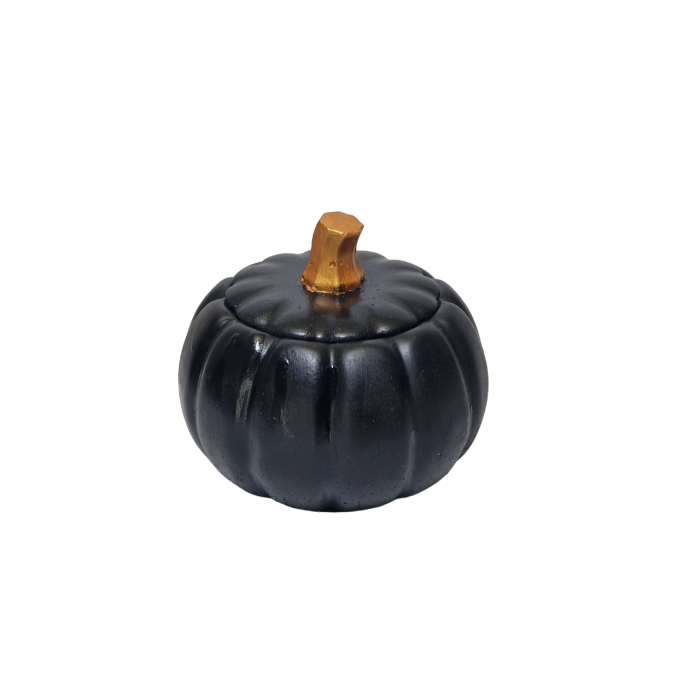 Lumanare parfumata in vas negru model dovleac cu capac, aroma Pumpkin Spice [1]