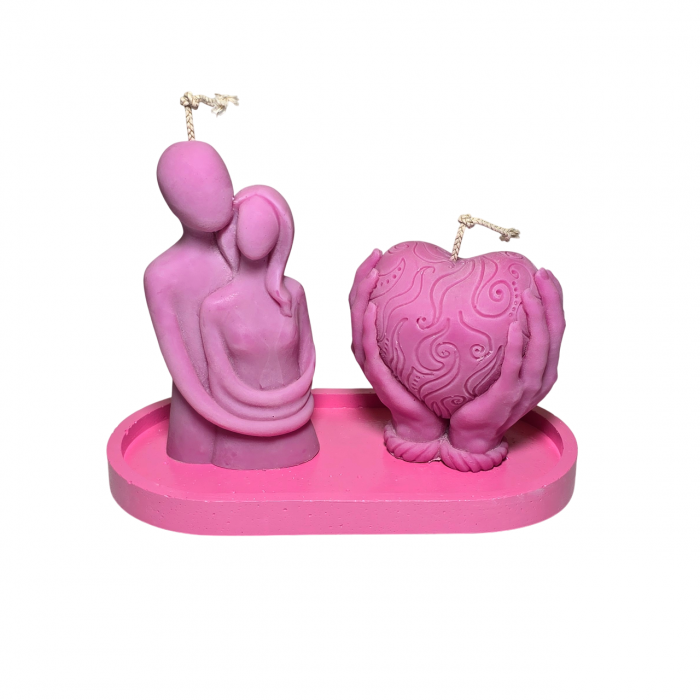 Lumanare parfumata Cuplu imbratisat, roz, pentru Dragobete / Valentine Days [6]