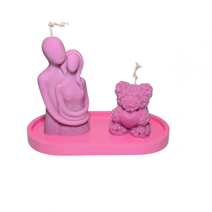 Lumanare parfumata Cuplu imbratisat, roz, pentru Dragobete / Valentine Days [5]