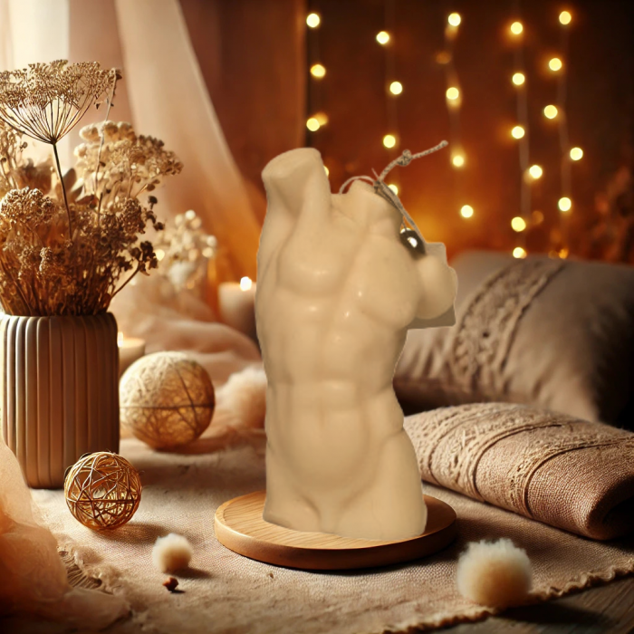 Lumanare parfumata Torso masculin, alb, pentru Dragobete / Valentine Days [2]