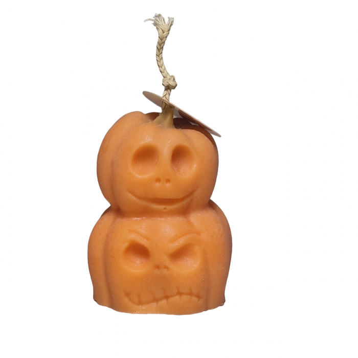 Lumanare pentru Halloween, model 2 dovleci, portocaliu [2]