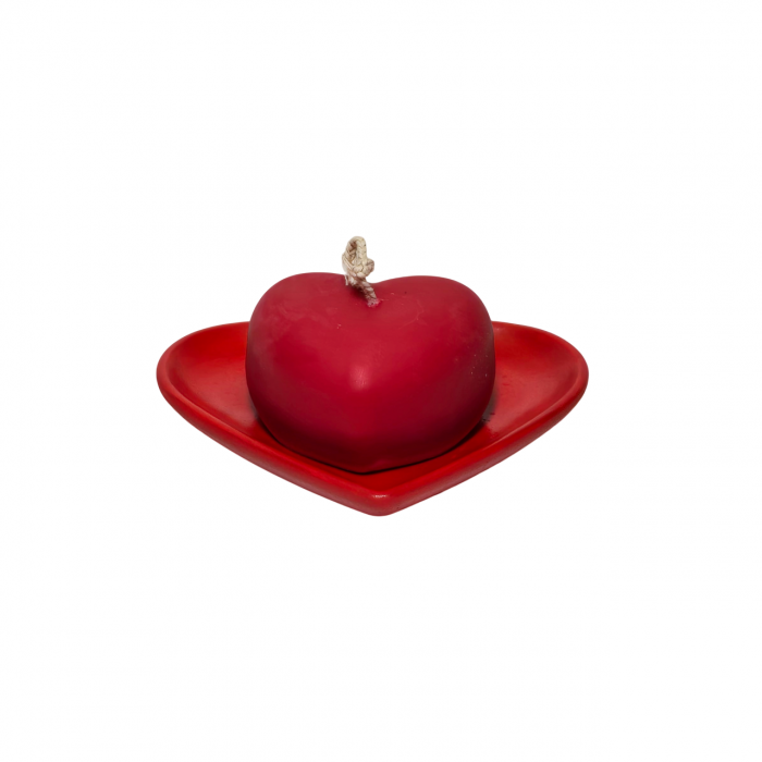 Tava decorativa in forma de inima, pentru lumanari, rosie , 175 x 90 mm [2]