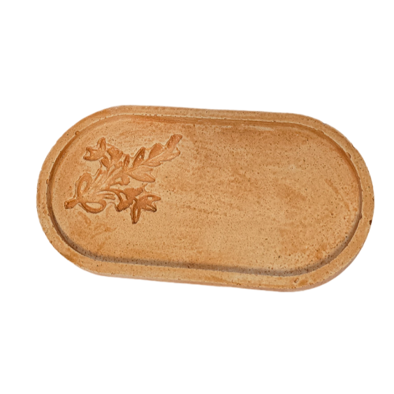 Tava decorativa ovala cu decor floral,  culoare bronz, 175 x 90 mm [3]
