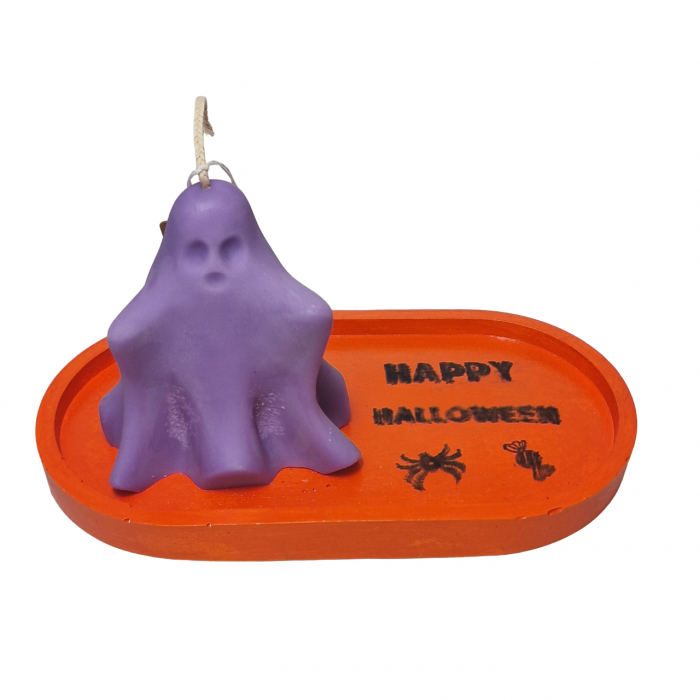 Tava decorativa ovala pentru Halloween,  culoare portocaliu, 175 x 90 mm [5]