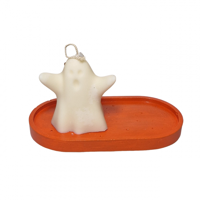 Tava decorativa ovala pentru Halloween,  culoare portocaliu, 175 x 90 mm [7]