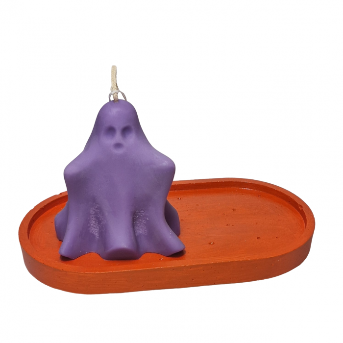 Tava decorativa ovala pentru Halloween,  culoare portocaliu, 175 x 90 mm [4]