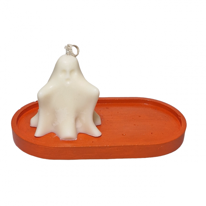 Tava decorativa ovala pentru Halloween,  culoare portocaliu, 175 x 90 mm [6]