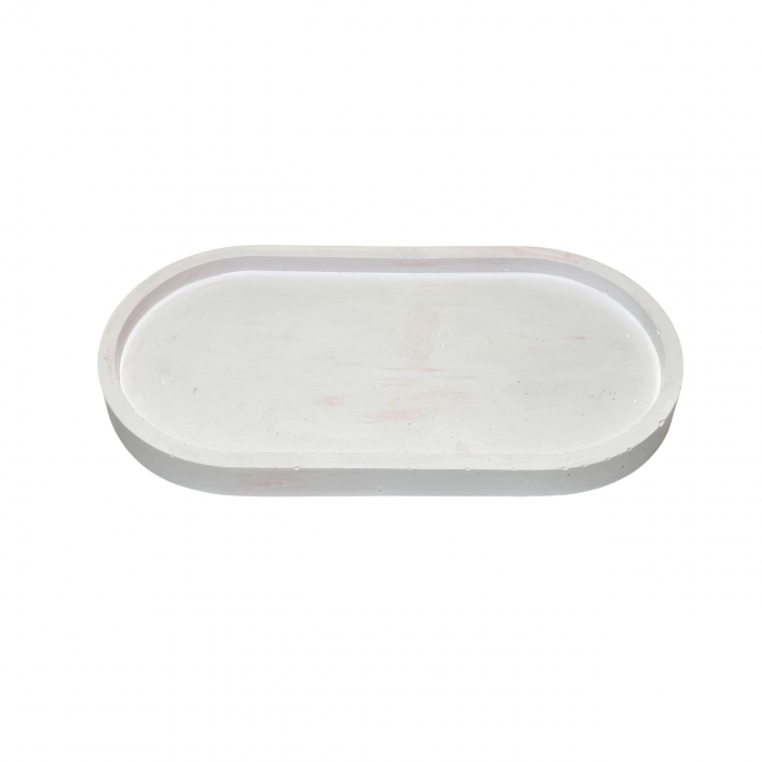 Tava decorativa ovala pentru lumanari,  culoare alb, 175 x 90 mm [1]