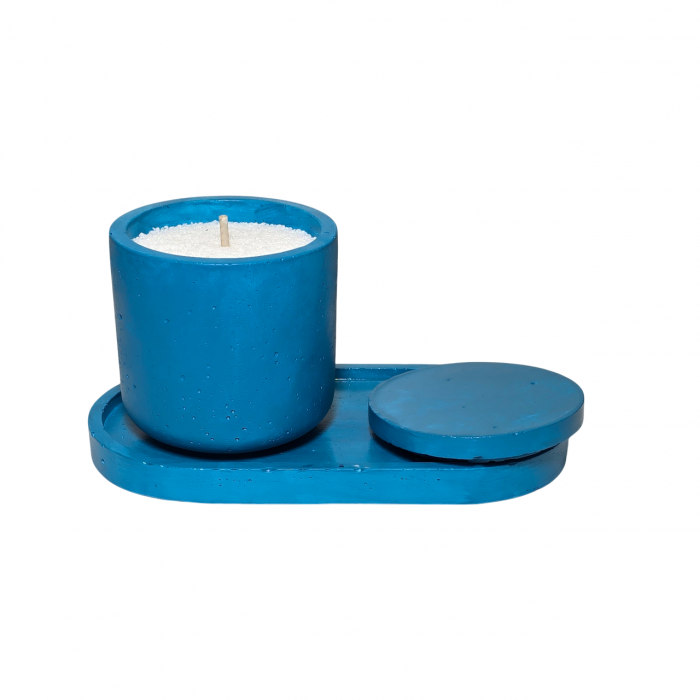 Tava decorativa ovala pentru lumanari,  culoare turcoaz, 175 x 90 mm [6]