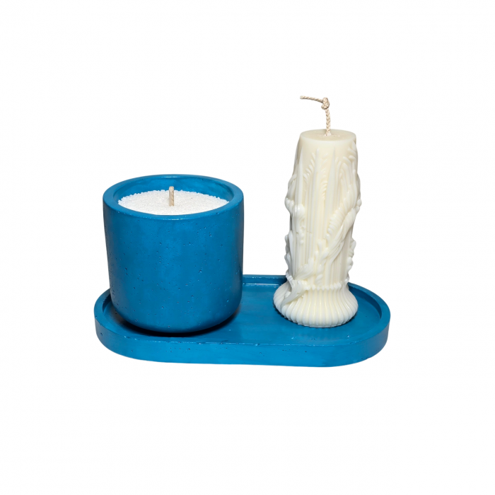 Tava decorativa ovala pentru lumanari,  culoare turcoaz, 175 x 90 mm [3]