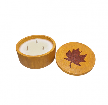 Lumanare bol ciment galben cu capac decorat [4]