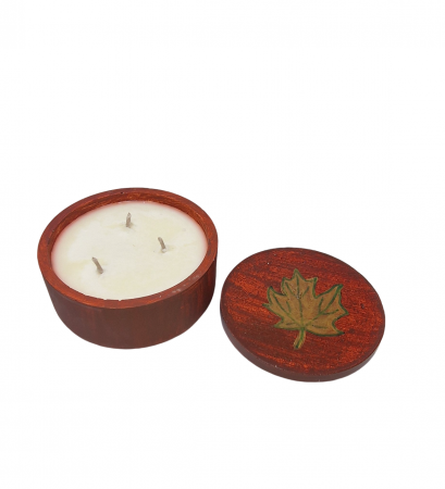 Lumanare bol ciment maro cu capac decorat [4]