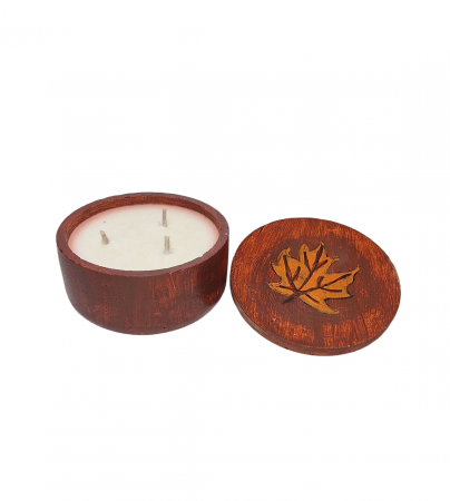 Lumanare bol ciment maro cu capac decorat [8]