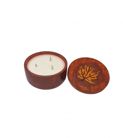 Lumanare bol ciment maro cu capac decorat [7]