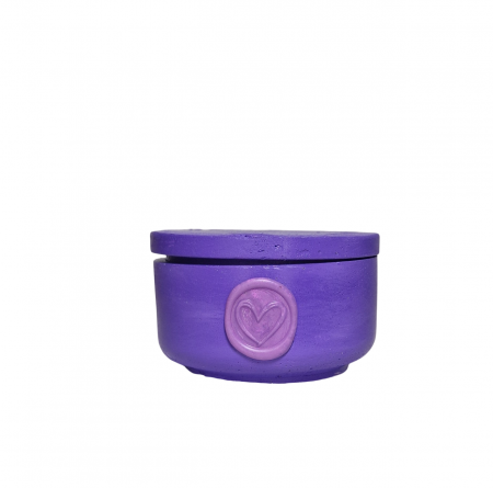 Oferte speciale - Lumanare bol ciment violet, cu capac - aroma lavanda