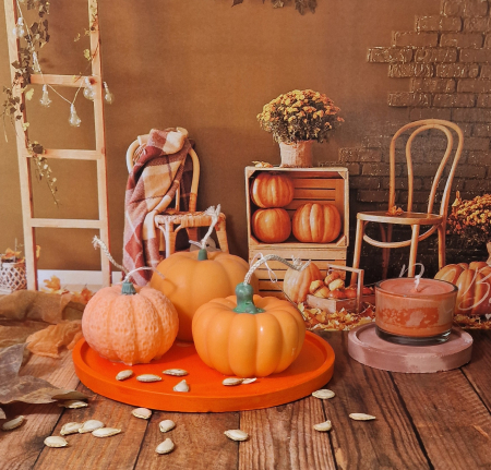 Lumanare dovleac mic pentru Halloween, portocaliu [1]