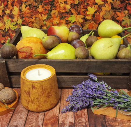 Lumanare pahar ciment conic, galben [3]