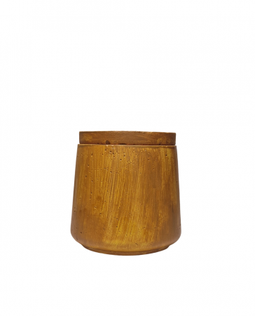 Lumanare pahar ciment conic, galben, cu capac decorat [1]