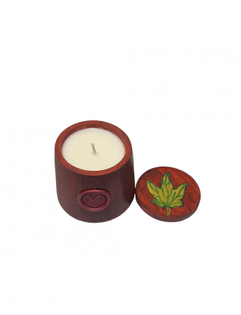 Lumanare pahar ciment conic, maro, cu capac decorat [3]