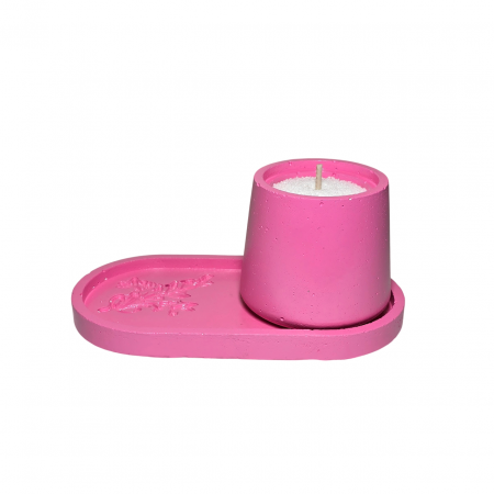 Lumanare pahar ciment conic, roz, pentru Dragobete / Valentine Days [2]