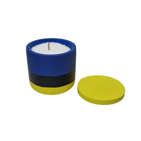 Lumanare pahar ciment galben-albastru, editie limitata FCP 100 de ani [7]