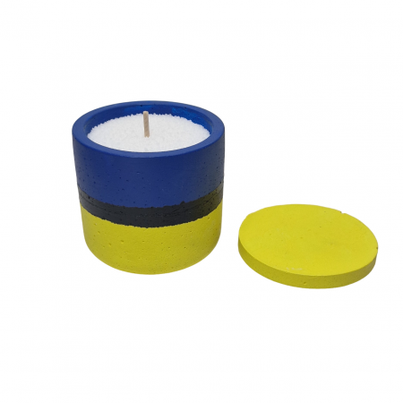 Lumanare pahar ciment galben-albastru, editie limitata FCP 100 de ani [3]