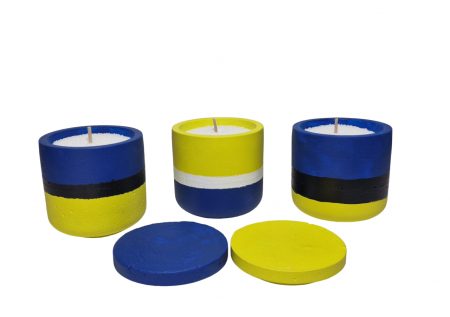 Lumanare pahar ciment galben-albastru, editie limitata FCP 100 de ani [8]