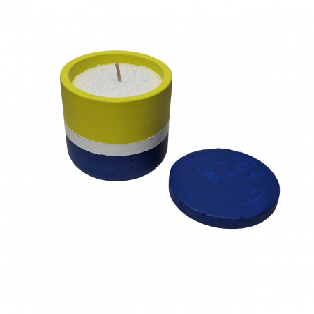 Lumanare pahar ciment galben-albastru, editie limitata FCP 100 de ani [5]