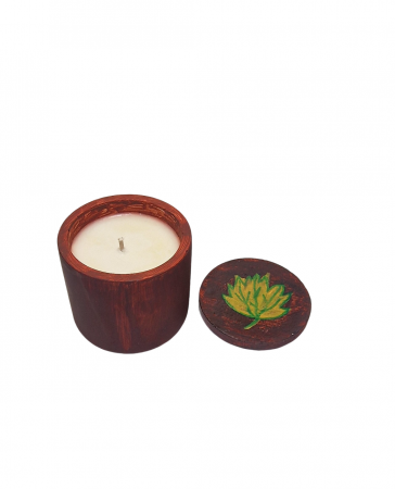 Lumanare pahar ciment maro, cu capac decorat [2]