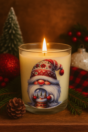 Lumanare pahar de sticla cu decor de Craciun - Cupcake [1]