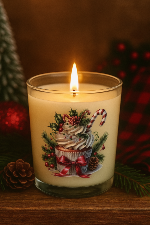 Lumanare pahar de sticla cu decor de Craciun - Gnom [4]