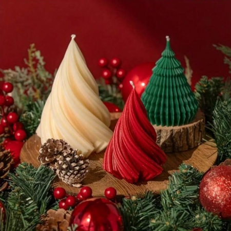 Lumanari Craciun - Lumanare parfumata brad spirala alb, mare