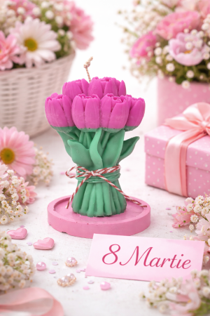 Lumanare parfumata Buchet de lalele cu suport de ciment [4]