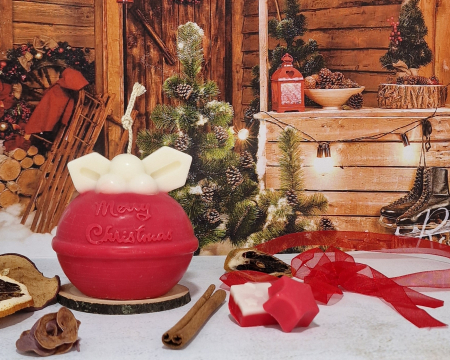 Lumanari Craciun - Lumanare parfumata globulet rosu-alb