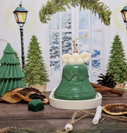 Lumanari Craciun - Lumanare parfumata clopotel verde-alb