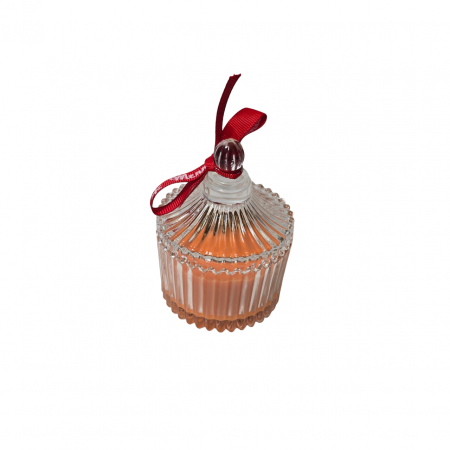 Lumanare parfumata Craciun, bomboniera sticla cu fundita, decor portocala [1]