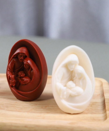 Lumanari Craciun - Lumanare parfumata Craciun, Tema Nasterii, alba