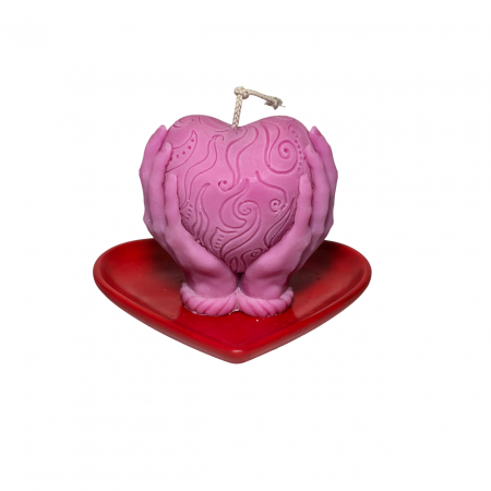 Lumanare parfumata Inima in Maini, roz, pentru Dragobete / Valentine Days [4]
