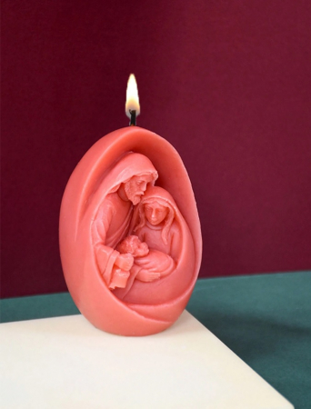 Lumanare parfumata Craciun, Tema Nasterii, alba [1]