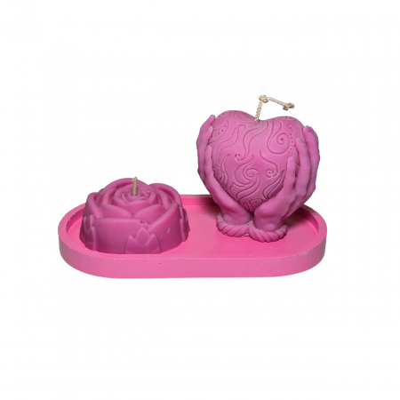 Lumanare parfumata Inima in Maini, roz, pentru Dragobete / Valentine Days [7]