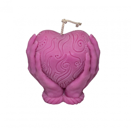 Dragobete / Valentine Day - Lumanare parfumata Inima in Maini, roz, pentru Dragobete / Valentine Days