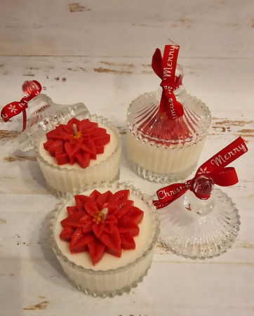 Lumanare parfumata Craciun, bomboniera sticla cu fundita, decor craciunita [3]