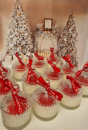 Lumanare parfumata Craciun, bomboniera sticla cu fundita, decor craciunita [2]