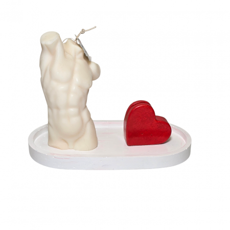 Lumanare parfumata Torso masculin, alb, pentru Dragobete / Valentine Days [3]