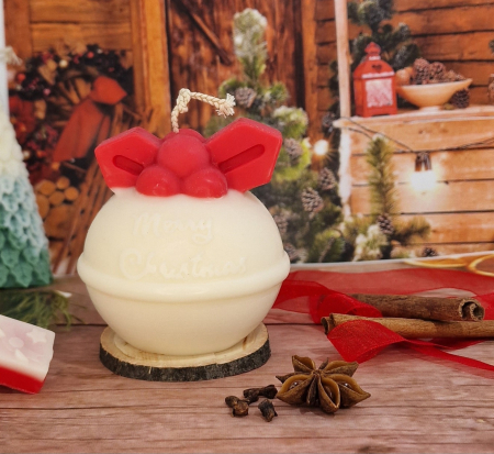 Lumanari Craciun - Lumanare parfumata globulet alb-rosu