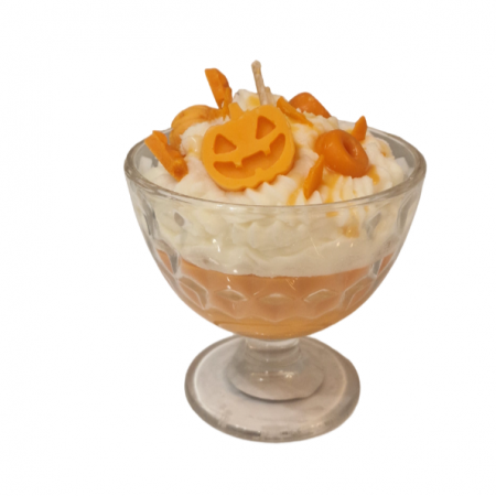 Halloween - Lumanare parfumata in cupa de inghetata cu decor portocaliu de Halloween, Spiced Pumpkin