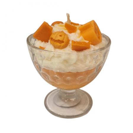 Lumanare parfumata in cupa de inghetata cu decor portocaliu de Halloween, Spiced Pumpkin [1]