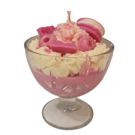 Lumanare parfumata in cupa de inghetata cu decor roz, Bubblegum [3]