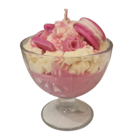Lumanari parfumate - Lumanare parfumata in cupa de inghetata cu decor roz, Bubblegum