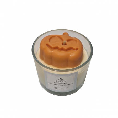 Lumanare parfumata in pahar cu decor Halloween - portocaliu [1]